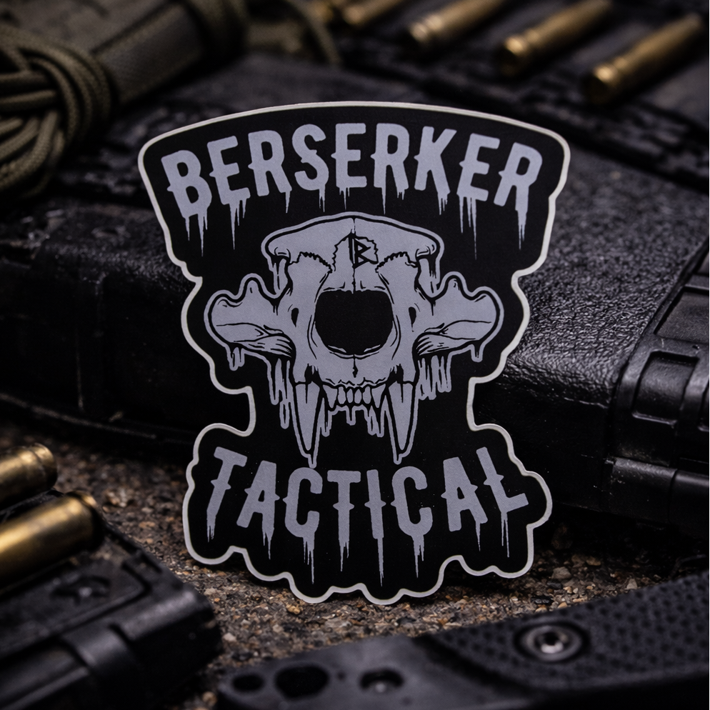 Berserker Tactical Skull Sticker (Text)